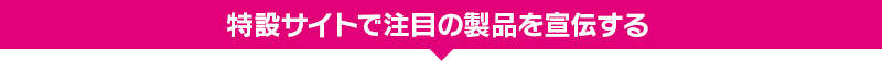 特設サイトで注目の製品を宣伝する