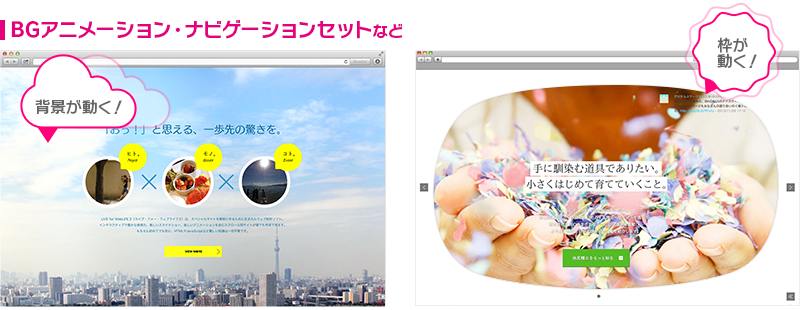 BGアニメーション・ナビゲーションセットなど