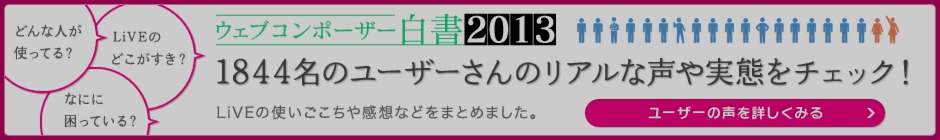 【ウェブコンポーザー白書2013】1844名のユーザーさんのリアルな声や実態をチェック！LiVEの使いごこちや感想などをまとめました。